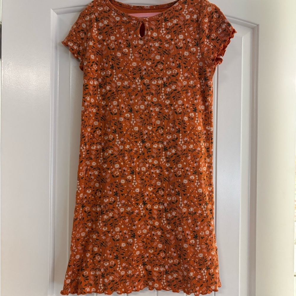 Art Class Girl’s Vibrant Orange Floral Dress Size M